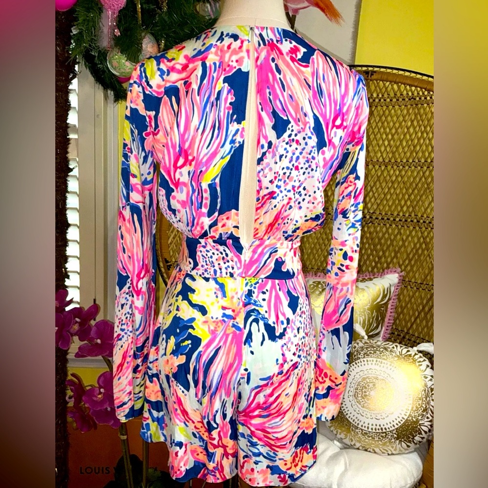 Lilly Pulitzer NWT 🦄 GLORIA Romper Indigo Sunken Treasure 🦄 - Picture 5 of 16